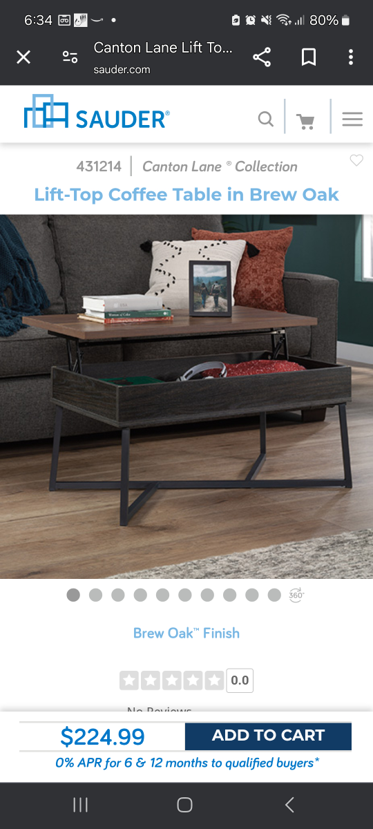 Sauder Canton Lane Lift-Top Coffee Table - Brew Oak