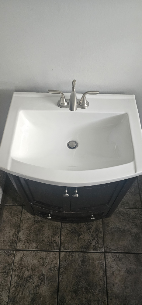 Dark Brown Bathroom Vanity with White Sink - photo 2