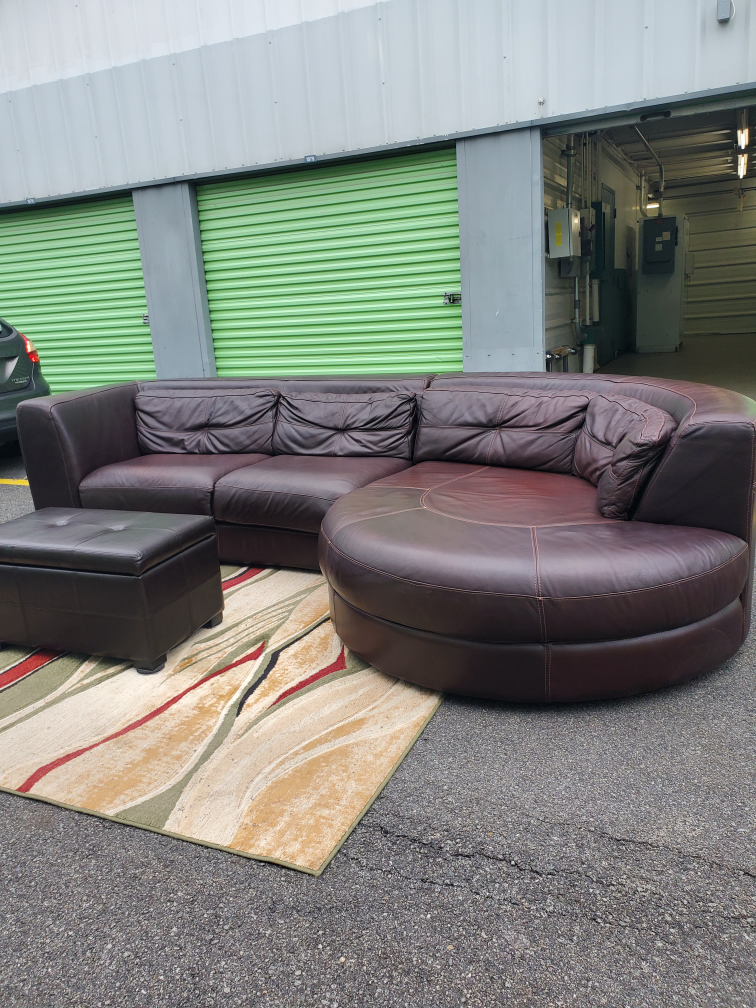 Château D'ax Brown Leather Sectional (DELIVERY AVAILABLE)