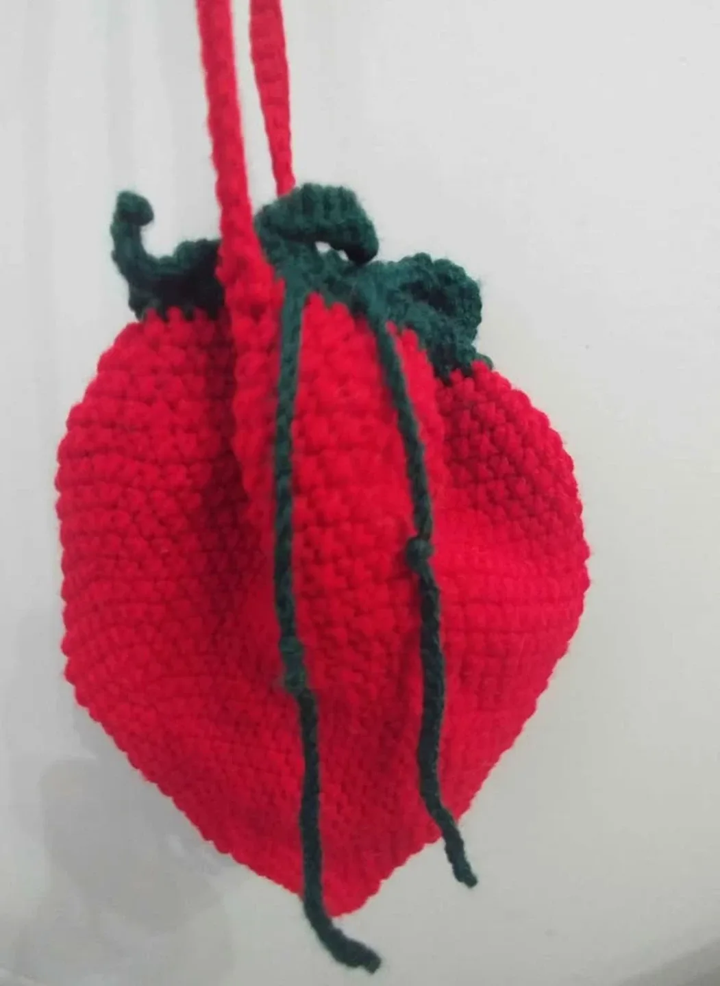 Handmade Crochet Drawstring Strawberry Bag image indicator(3)