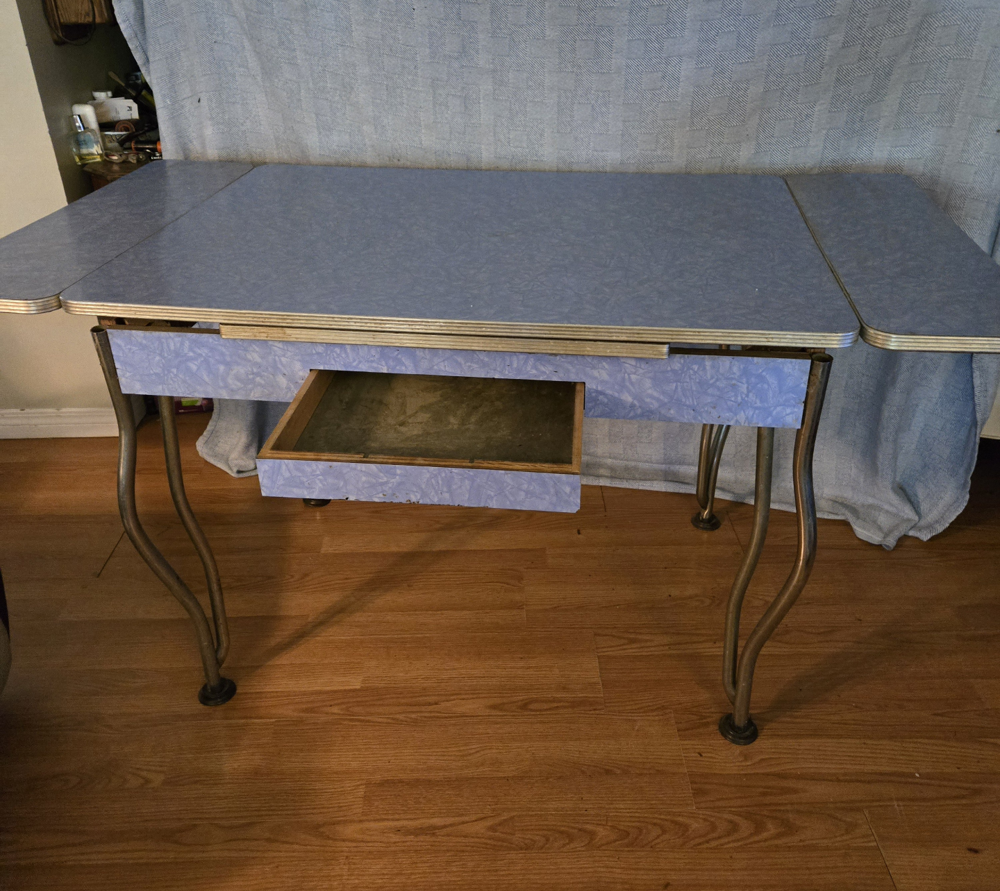Vintage Blue Drop Leaf Kitchen Table