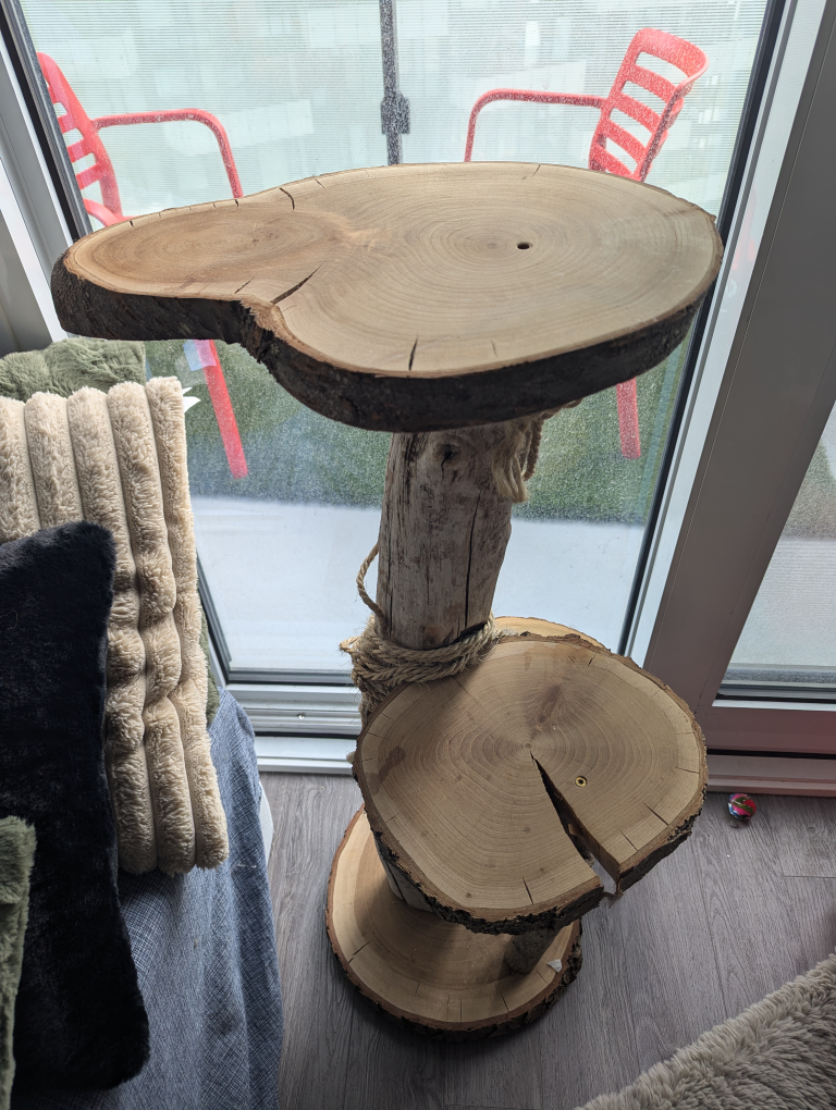 Rustic Wooden Three-Tiered Stand for plants or cats