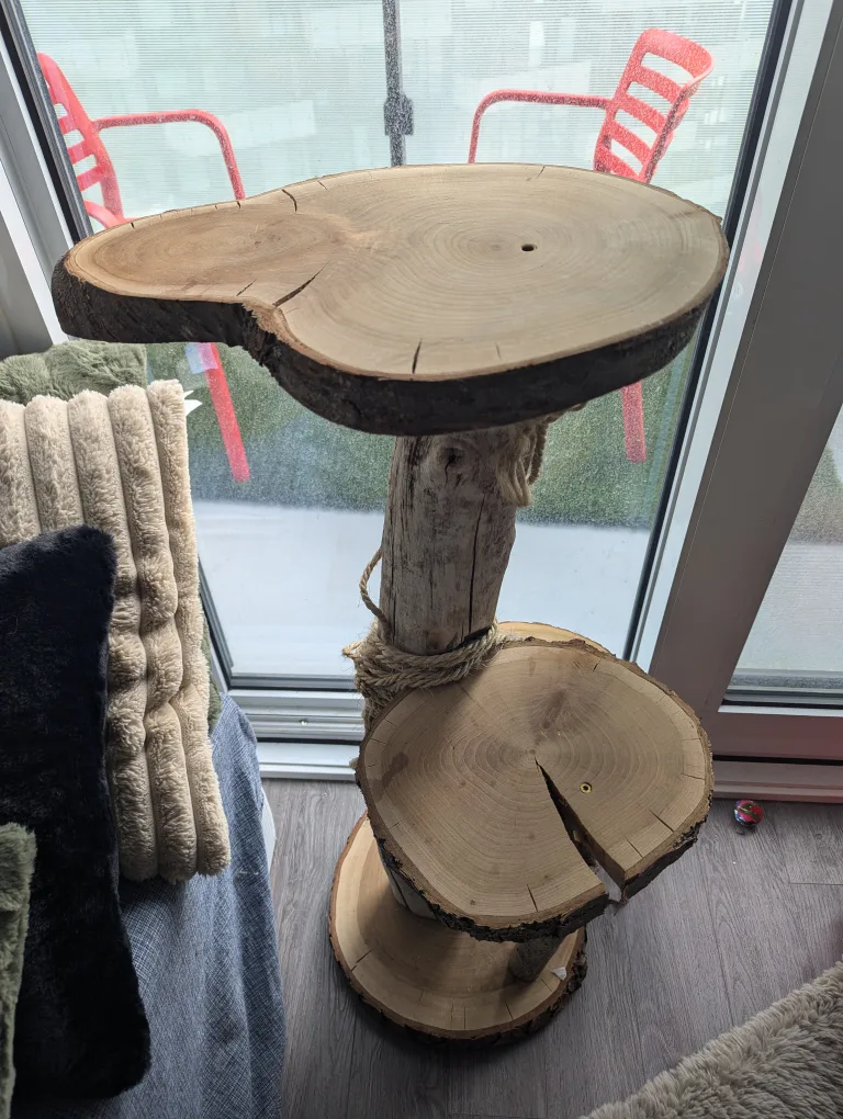 Rustic Wooden Three-Tiered Stand for plants or cats thumbnail
