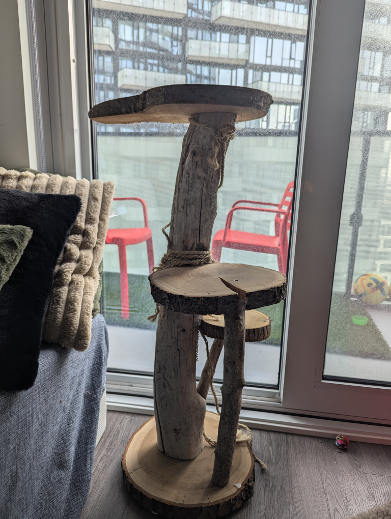 Rustic Wooden Three-Tiered Stand for plants or cats - photo 2