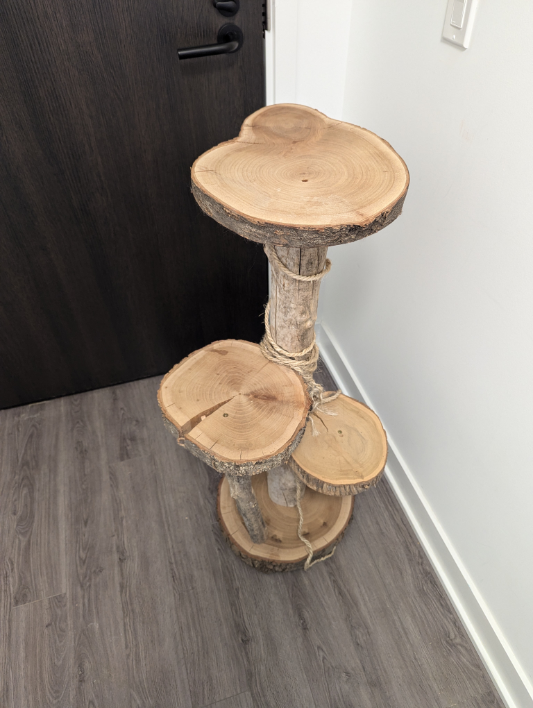 Rustic Wooden Three-Tiered Stand for plants or cats - photo 4