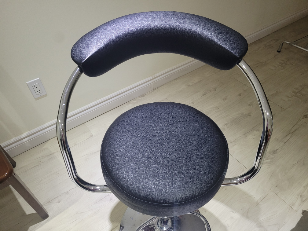 Black Adjustable Bar Stool with Chrome Base - photo 3