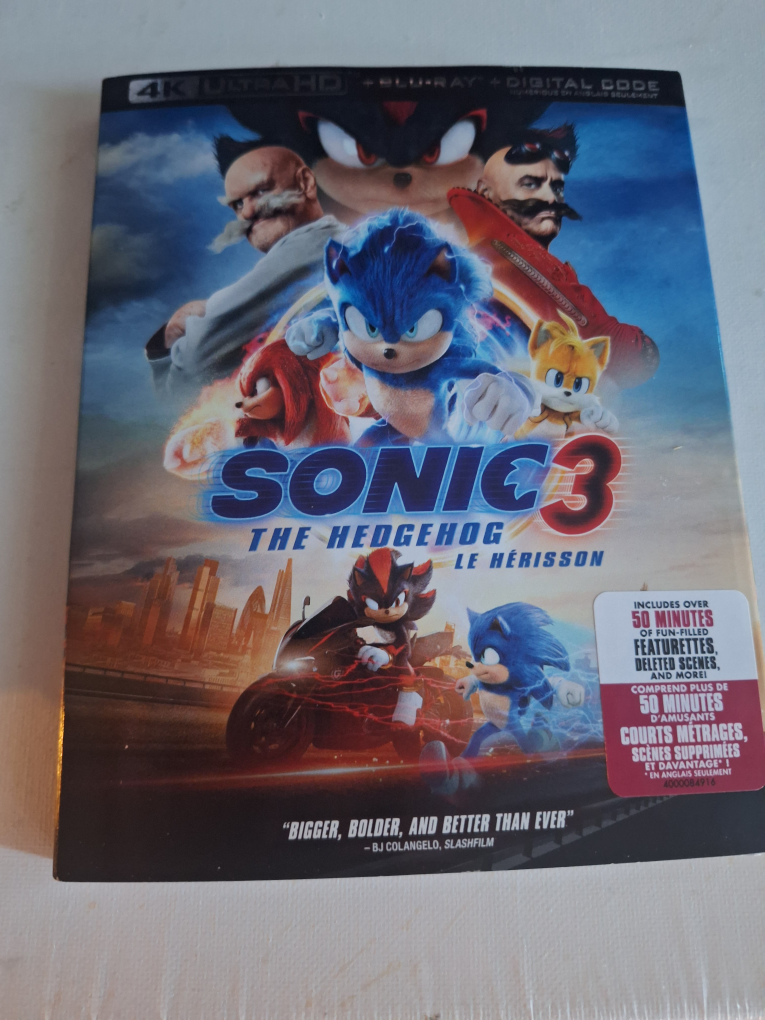 Sonic The Hedgehog 3 [4K + Blu-Ray + Digital Copy] New Sealed