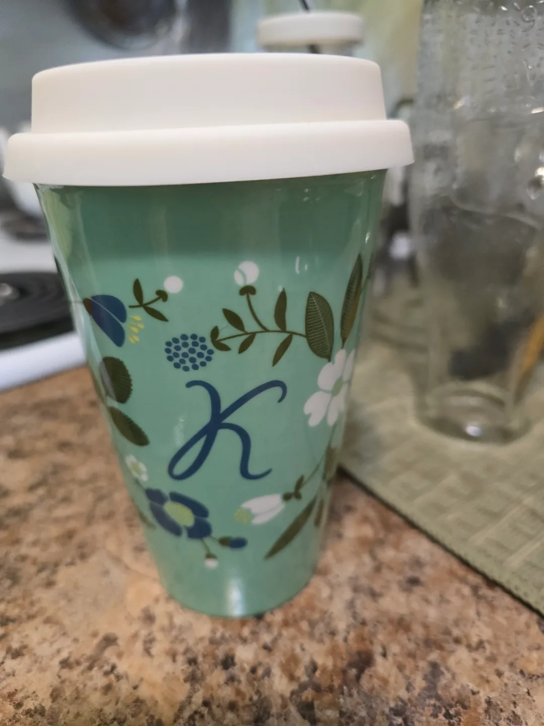 Floral Ceramic Travel Mug with Lid thumbnail