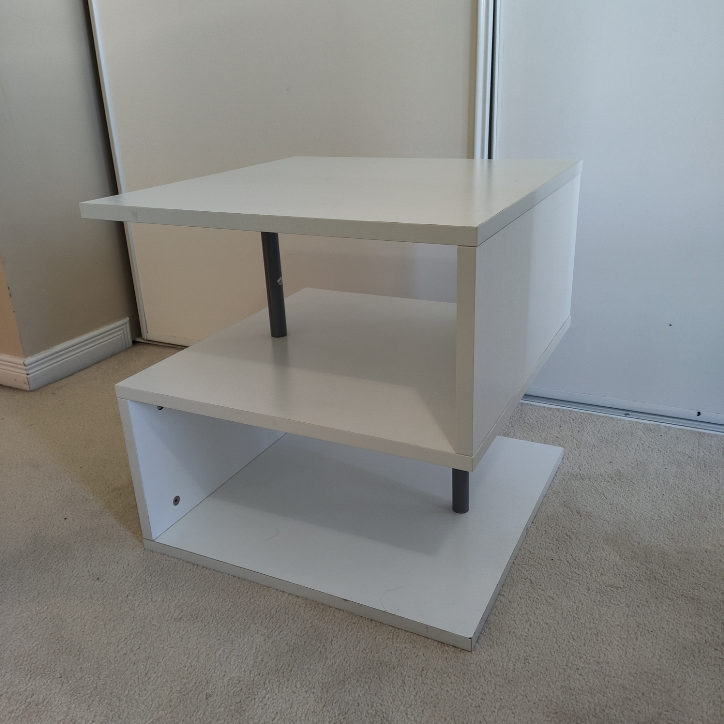 White Modern Side Table with Open Shelf - HOMCOM - photo 2