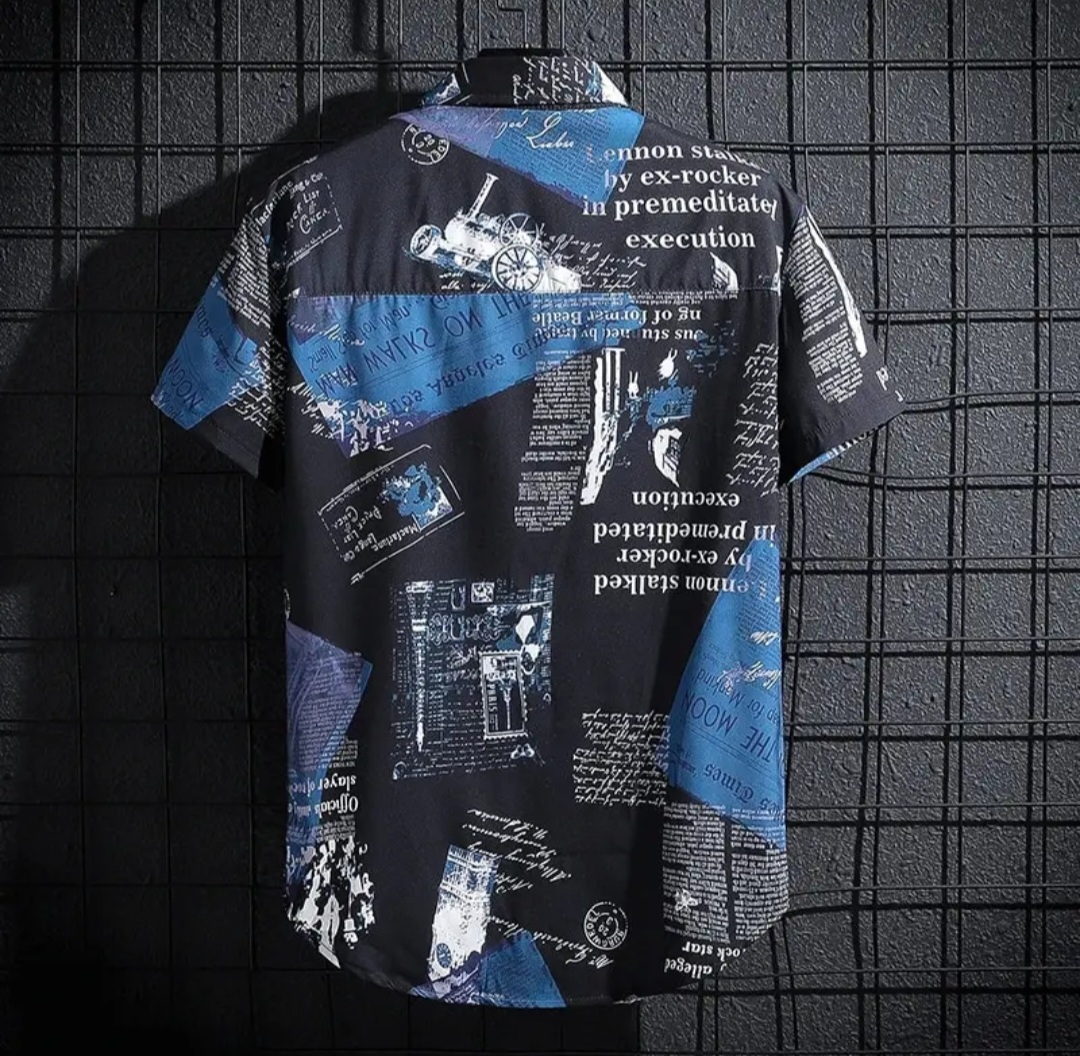 Men's Short Sleeve Button-Down Shirt - Unique Print - photo 2