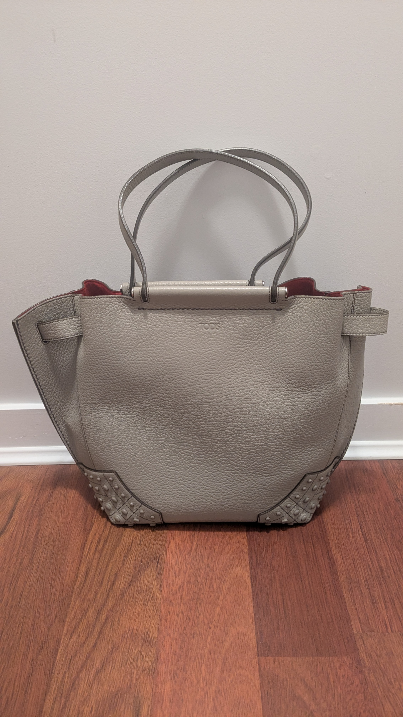 Like New TOD'S Grey Pebble Leather Tote Bag - photo 2