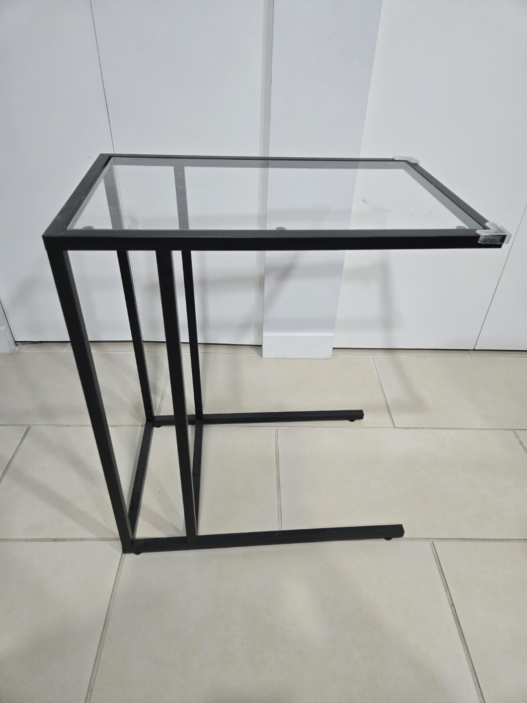 Sleek Black Metal and Glass Side Table - photo 2