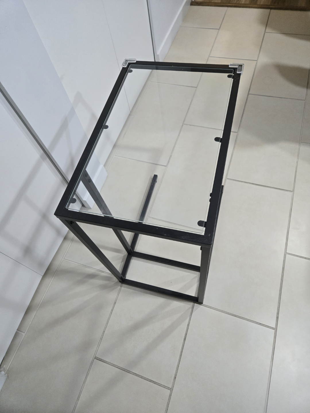 Sleek Black Metal and Glass Side Table - photo 3