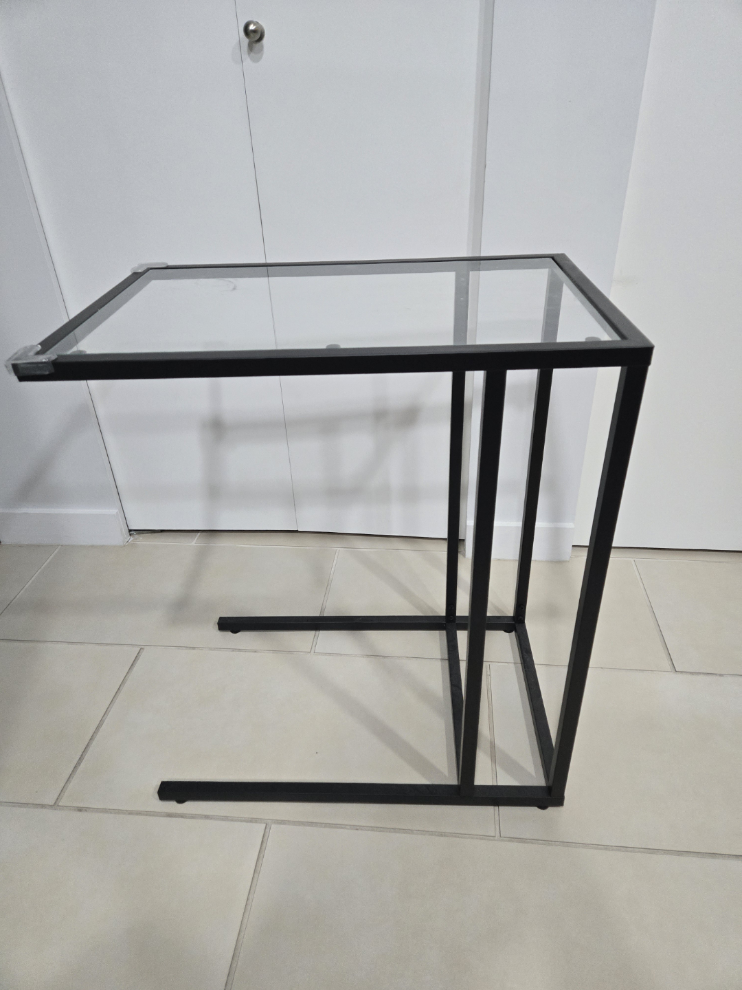 Sleek Black Metal and Glass Side Table - photo 4