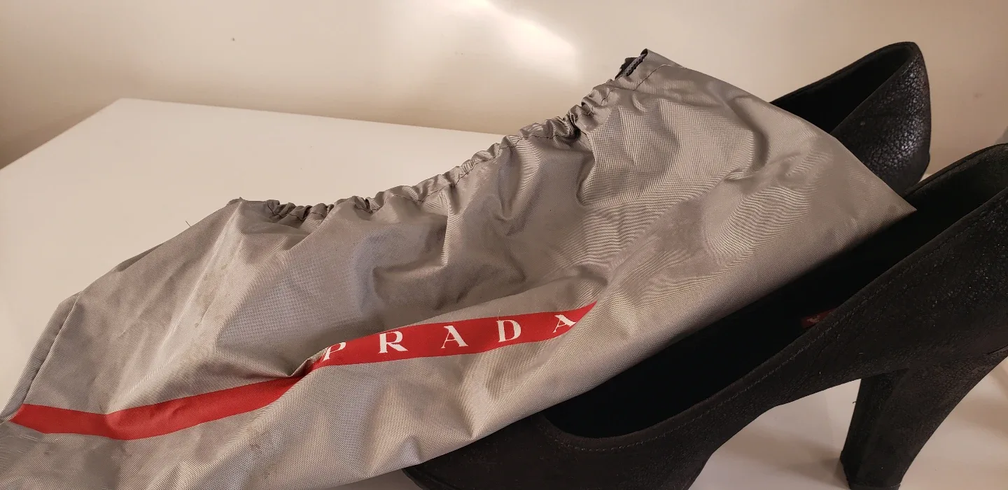 Prada Suede Leather Black Heels w Metal Heelplate Detail image indicator(7)