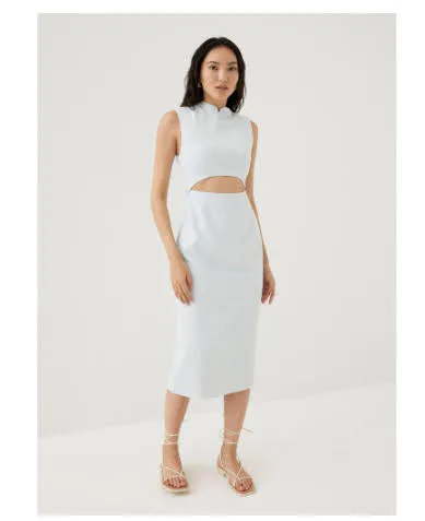 Love Bonito Shoulder Padded Tweed Mandarin Collar Midi Dress thumbnail