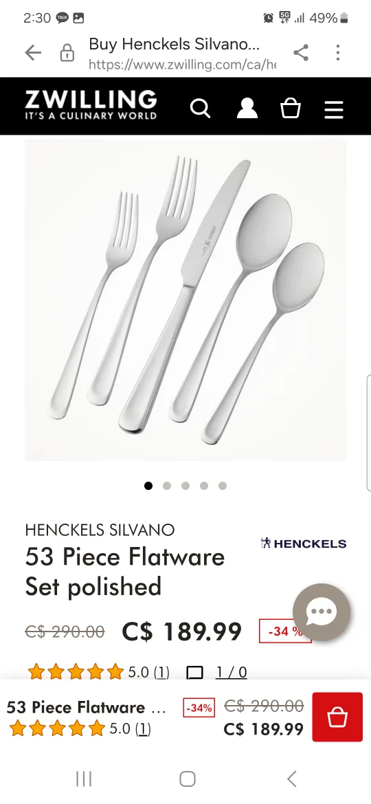 Henckels Silvano 53-Piece Flatware Set image indicator(4)