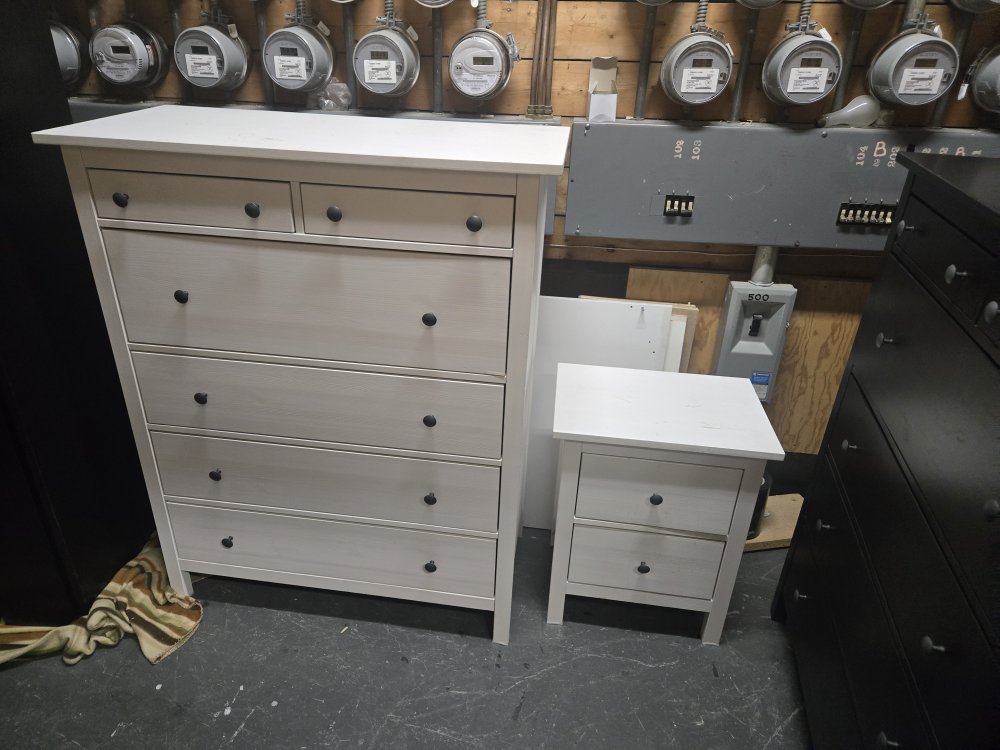 IKEA HEMNES White Tallboy and Nightstand Set