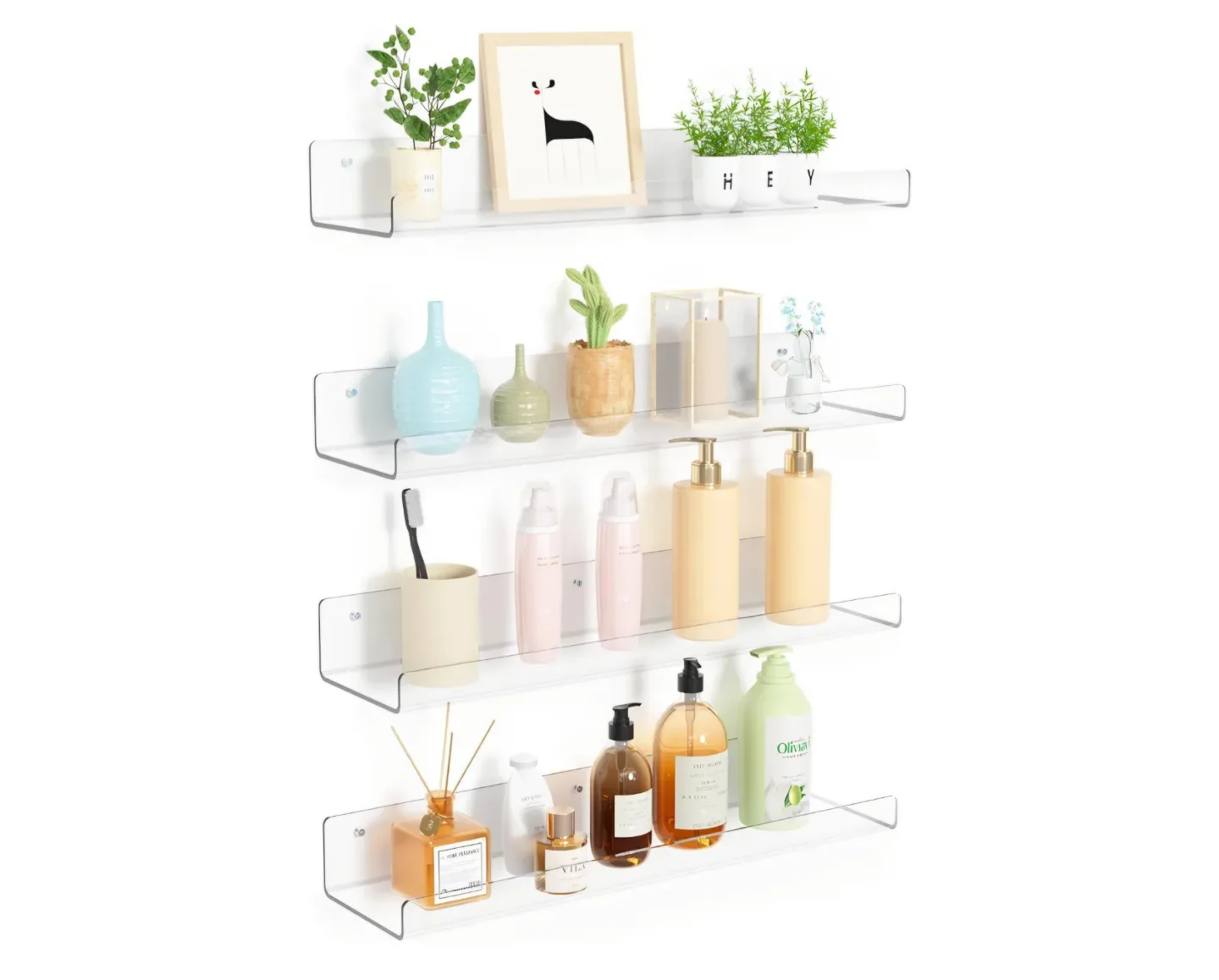New! Upsimples 4 Clear Acrylic Shelves, 15" thumbnail