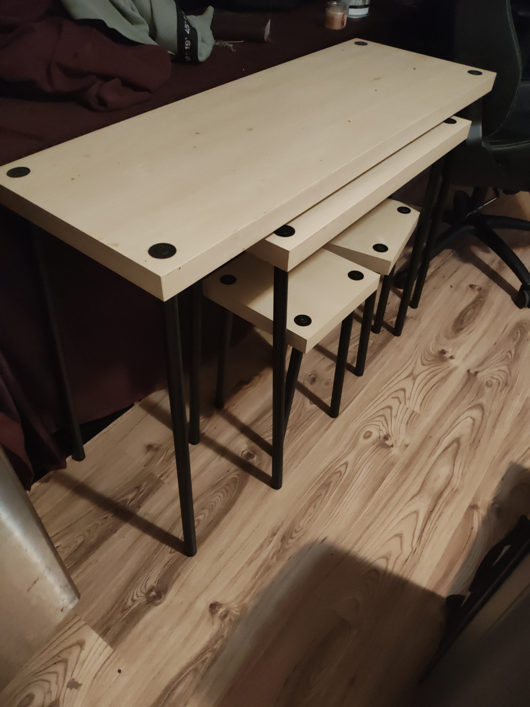 Nested Tables with Two Stools - photo 2