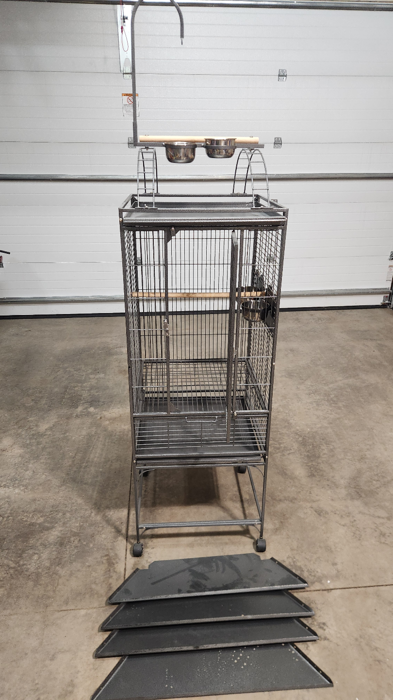 Large Metal Bird Cage with Stand and Accessories