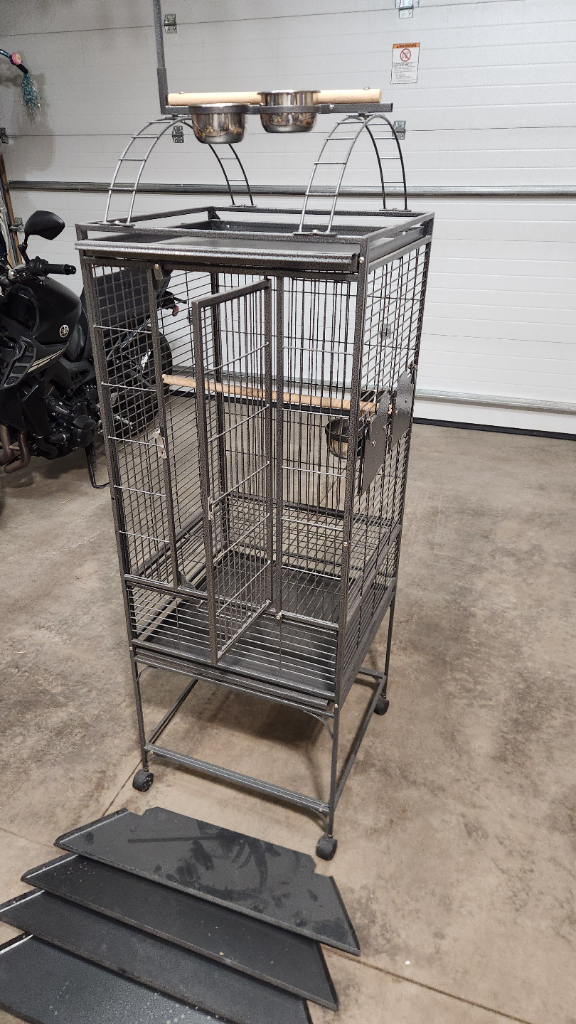 Large Metal Bird Cage with Stand and Accessories - photo 2