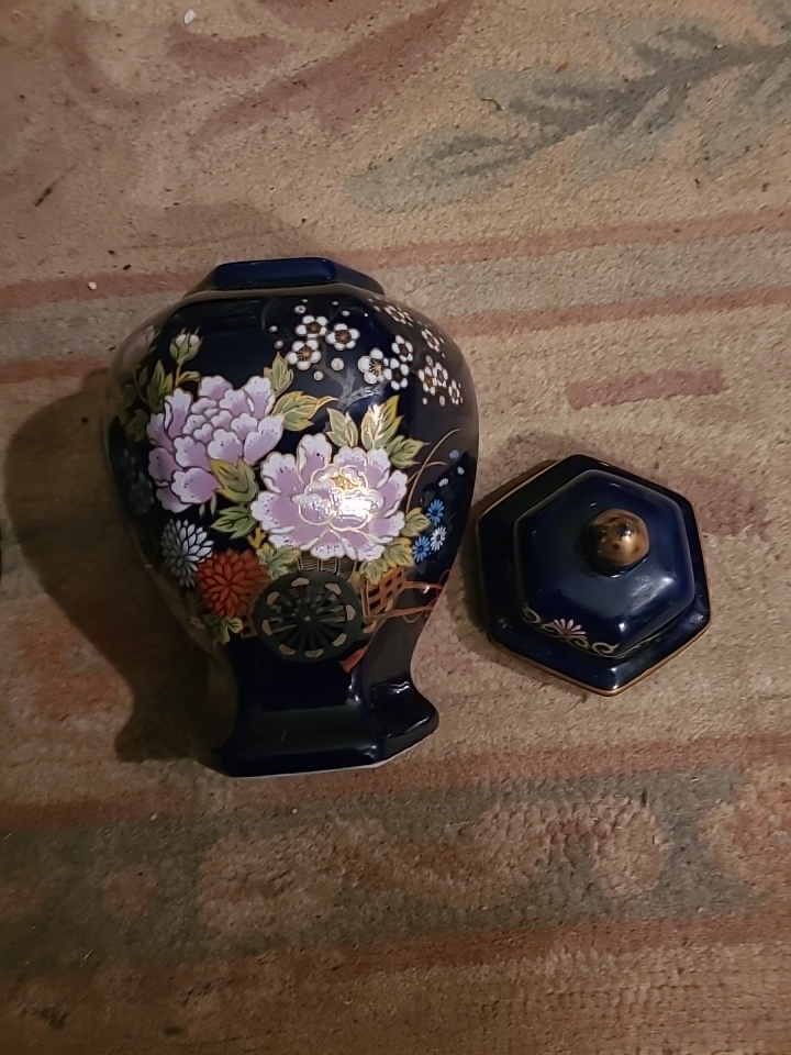 Vintage Cobalt Blue Porcelain Jar with Lid - photo 2