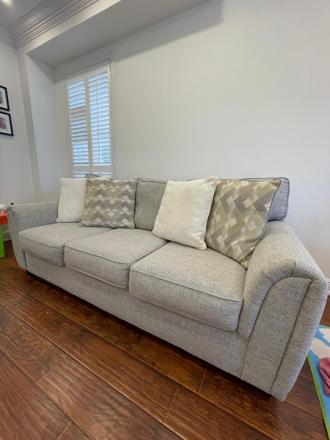 Grey Fabric Sofa - Three-Seater