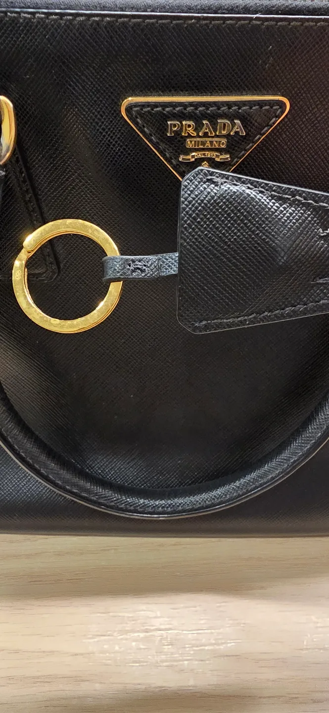 Prada Black Saffiano Lux Leather Small Double Zip Tote Bag image indicator(8)