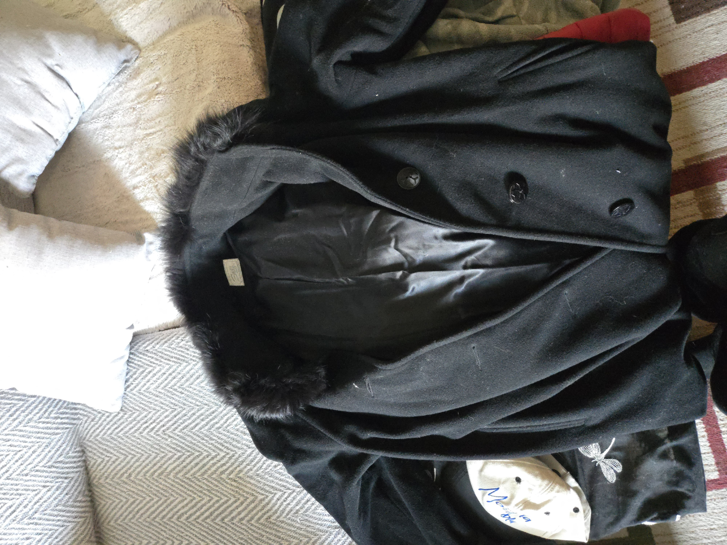 Black wool and cashmere coat, size 12 - photo 2