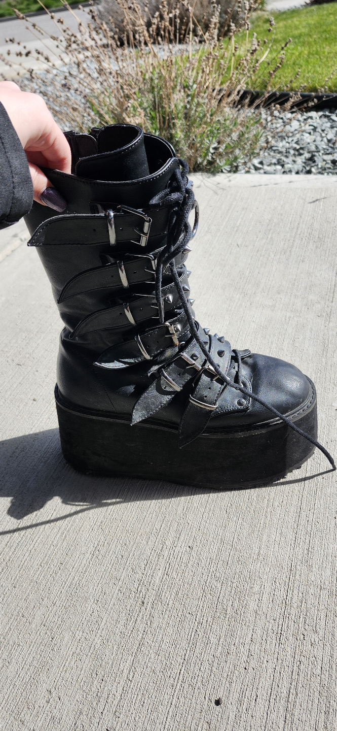 Demonia Black Vegan Leather Platform Boots - photo 5