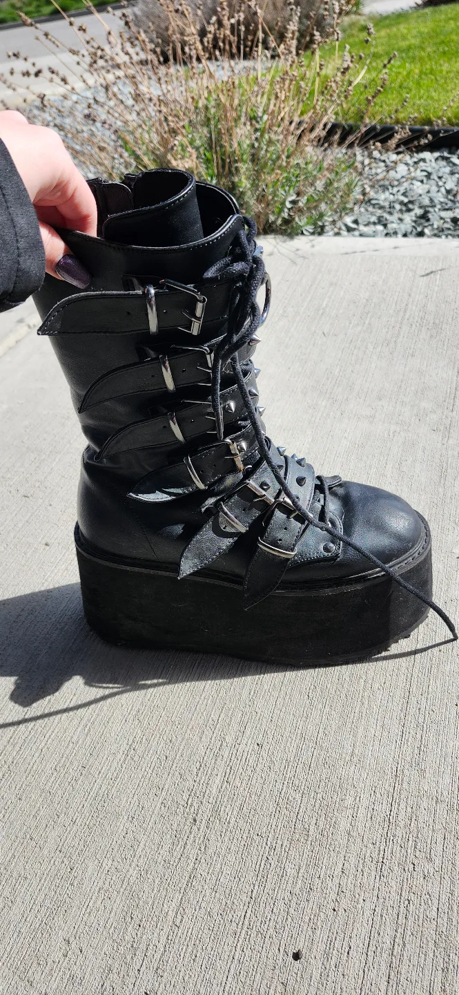 Demonia Black Vegan Leather Platform Boots image indicator(5)