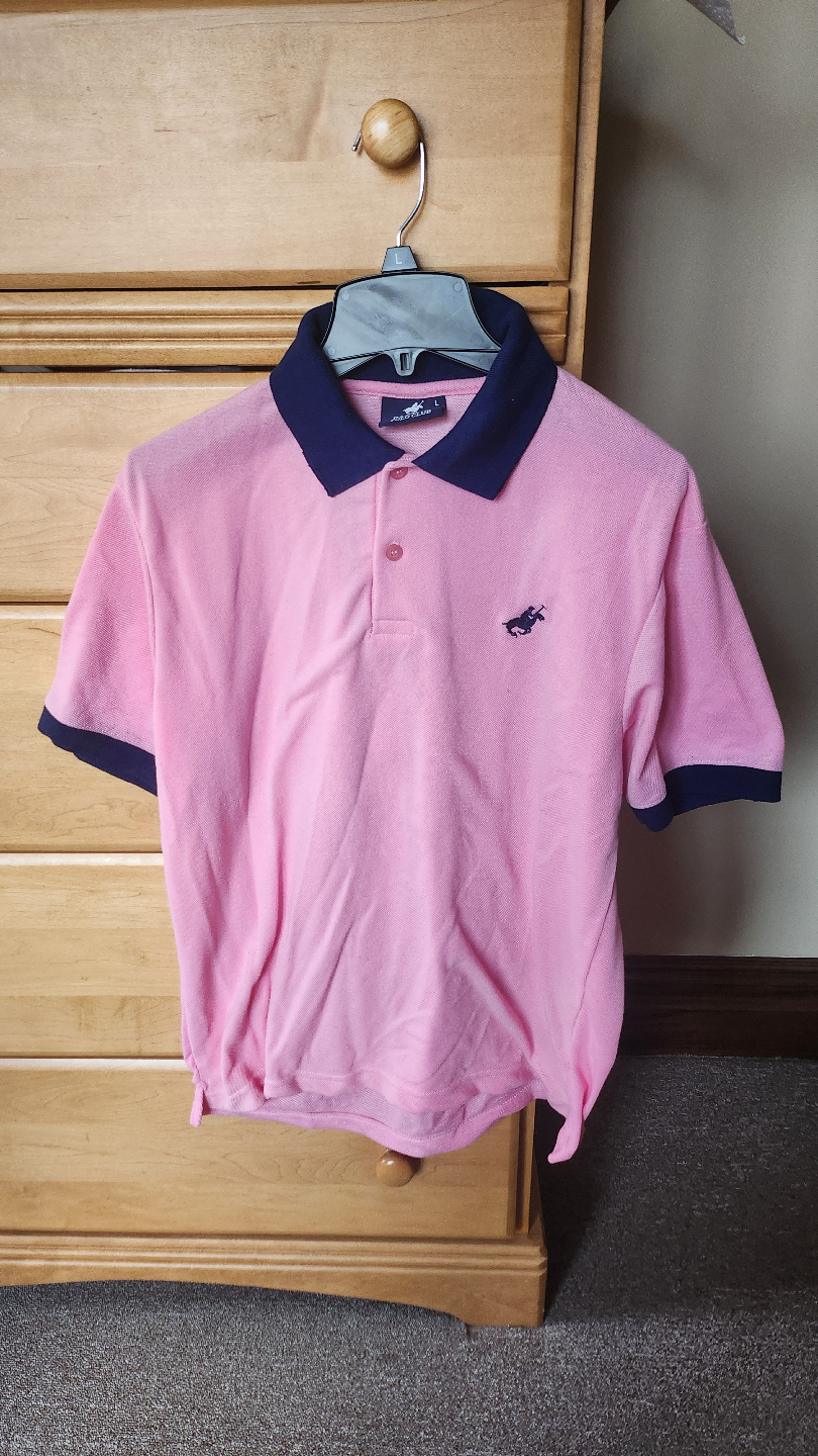 Pacific Polo Shirt Mens Large Pink Short Sleeve Adult