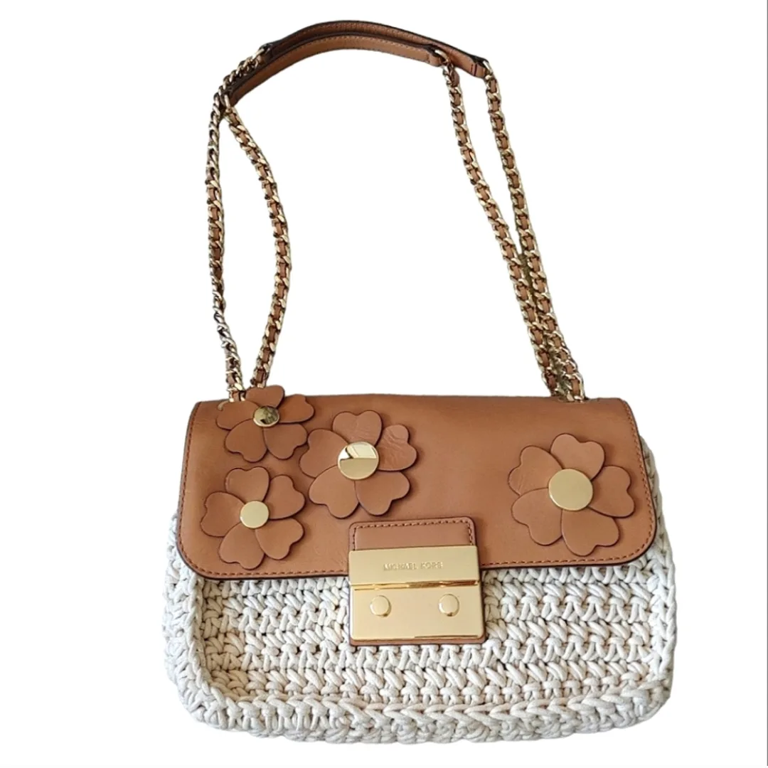 Michael Kors Crochet and Leather Crossbody Bag thumbnail