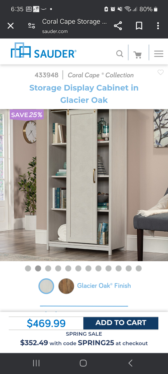 Sauder Coral Cape Storage Display Cabinet in Glacier Oak - photo 2