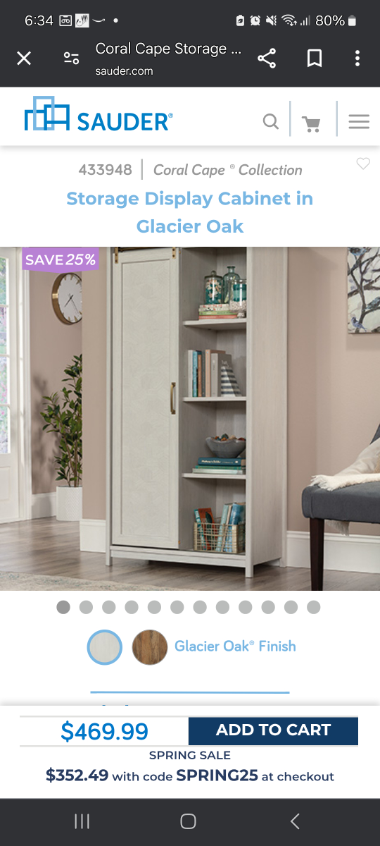 Sauder Coral Cape Storage Display Cabinet in Glacier Oak - photo 3