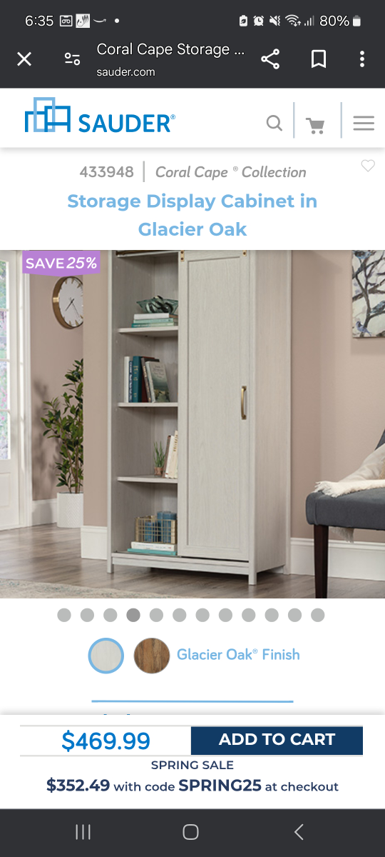 Sauder Coral Cape Storage Display Cabinet in Glacier Oak - photo 4