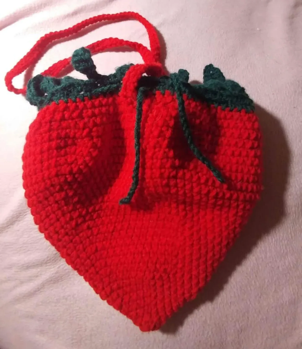 Handmade Crochet Drawstring Strawberry Bag image indicator(2)