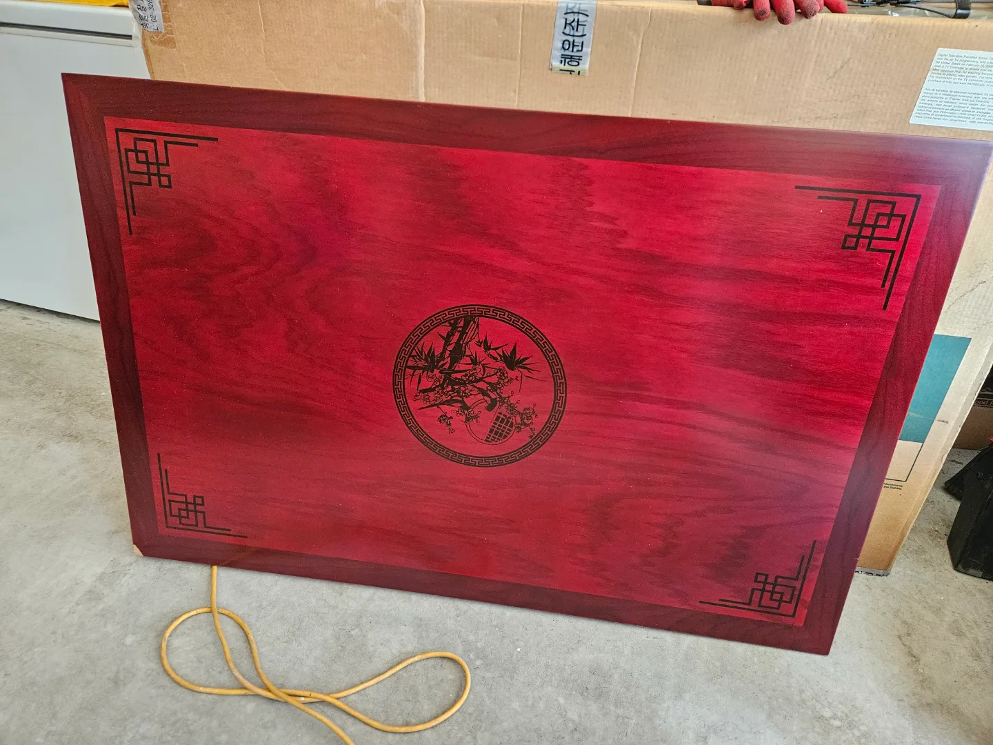 Red Wooden Folding Table with Asian Design thumbnail