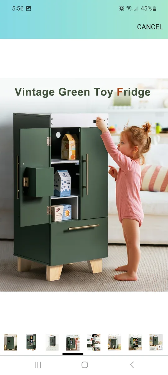 ROBUD Vintage Green Wooden Toy Refrigerator new image indicator(3)