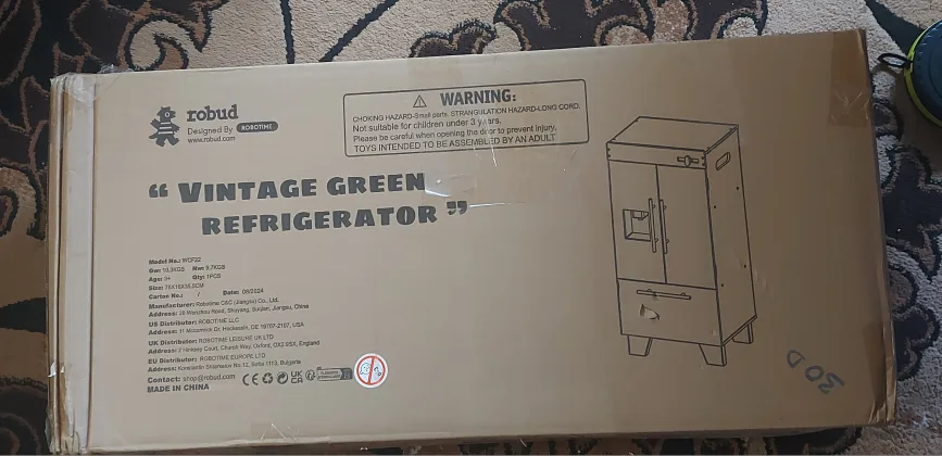 ROBUD Vintage Green Wooden Toy Refrigerator new image indicator(5)