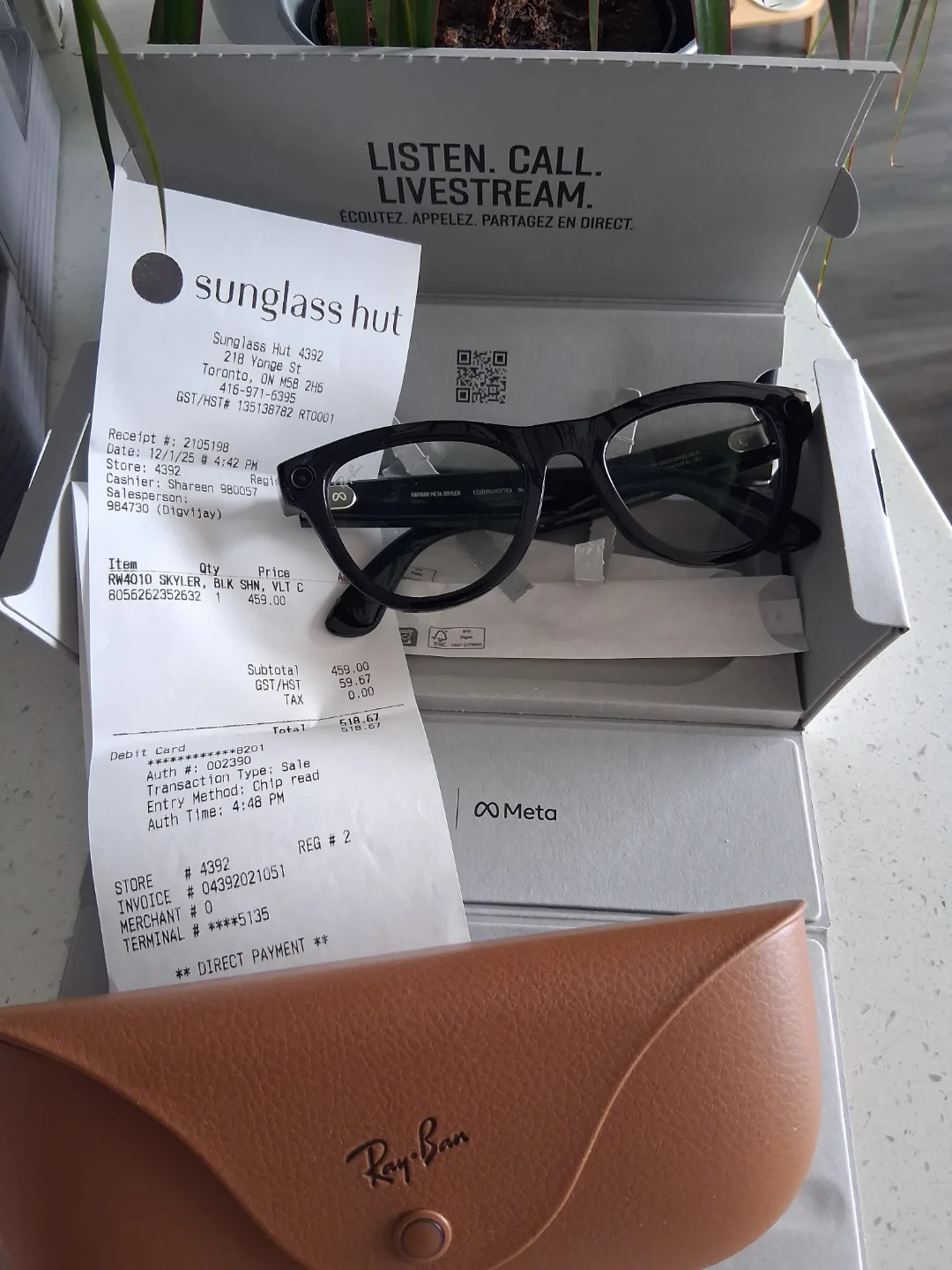 Ray-Ban Meta Skyler Smart Glasses W/Receipt +Free NY painting image indicator(6)