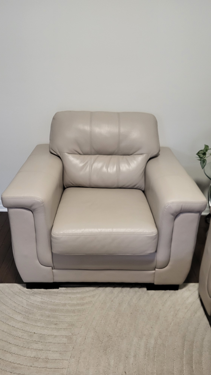 Beige Leather Sofa and Loveseat Set - photo 3
