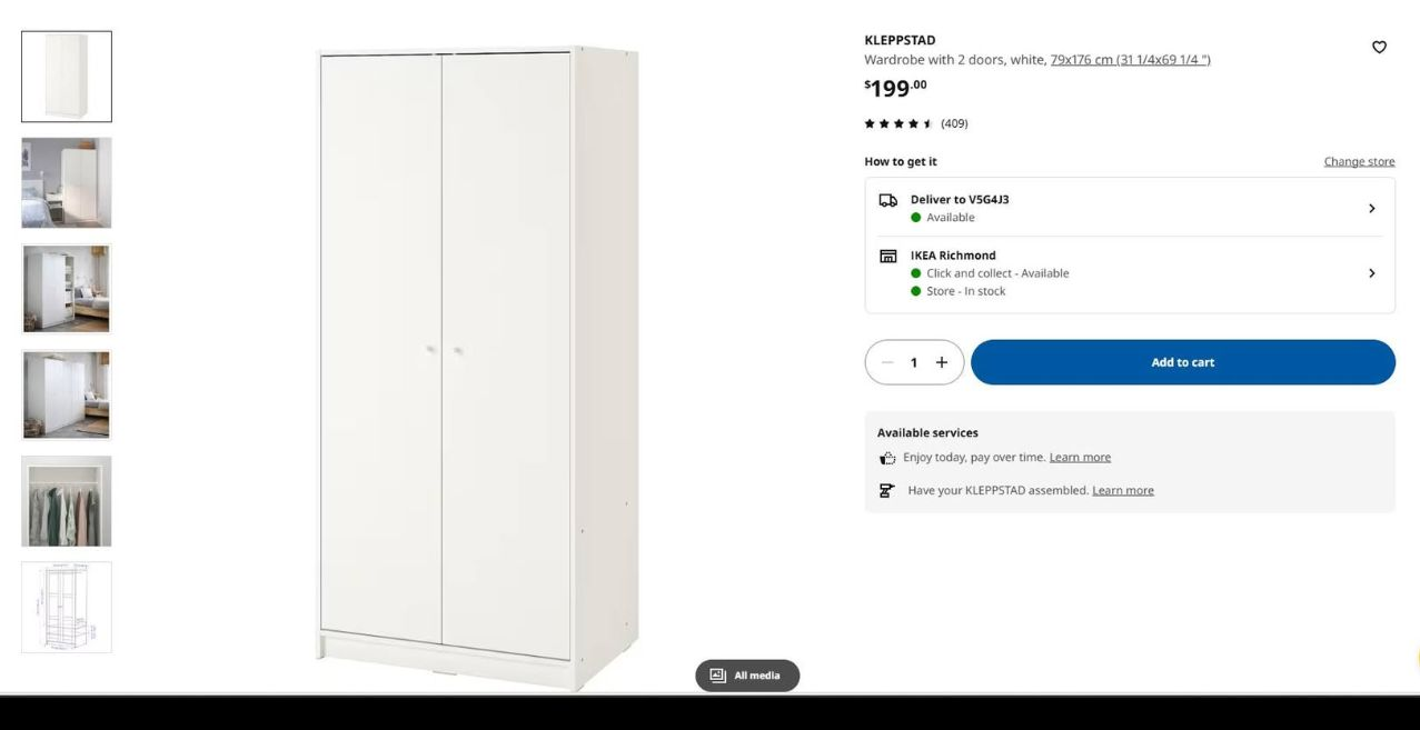IKEA KLEPPSTAD Wardrobe - White - photo 3