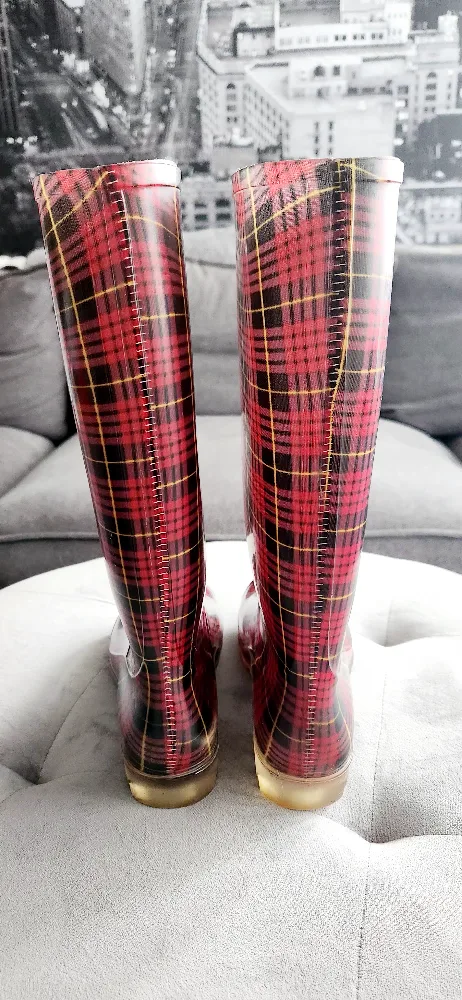 Women's Red Plaid Rain Boots image indicator(4)