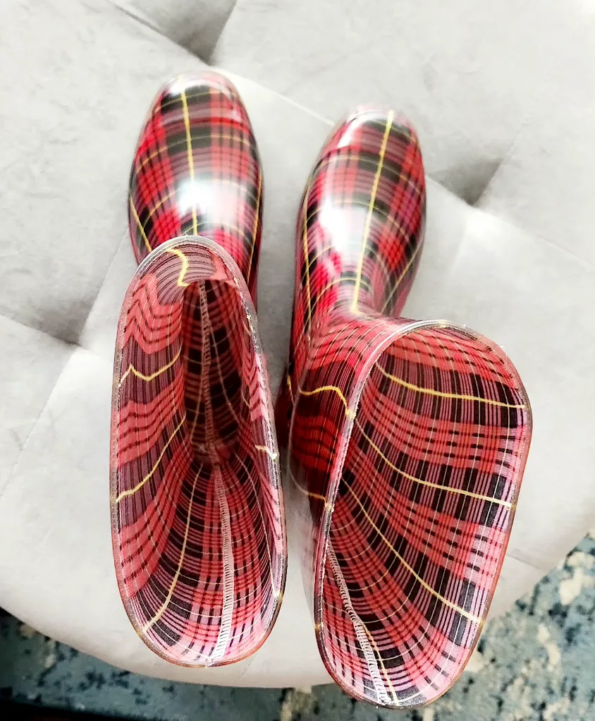 Women's Red Plaid Rain Boots image indicator(6)