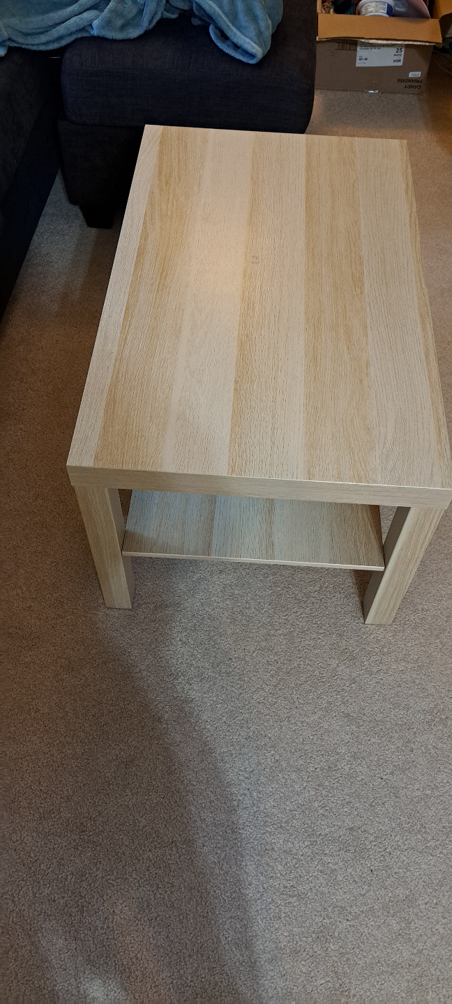 Light Wood Square Couch Table with Shelf