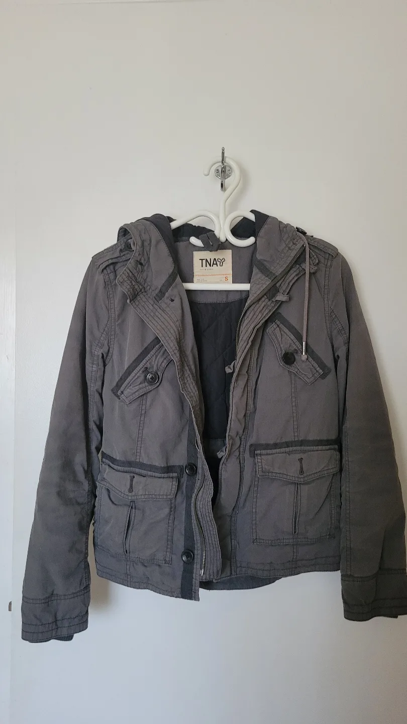 TNA Tried & Tested Grey Hooded Jacket - Size Small thumbnail