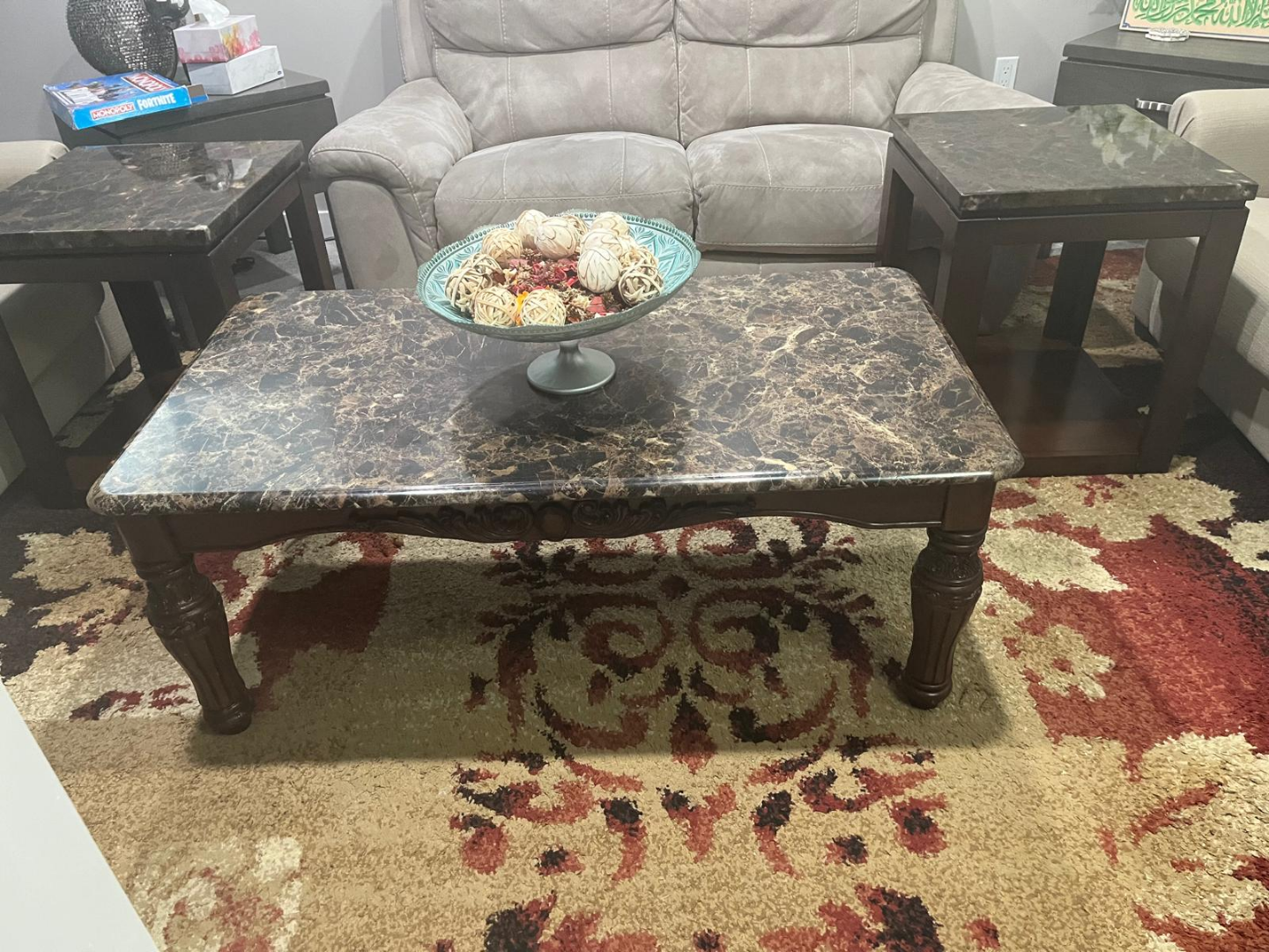 3-Piece Coffee Table Set with Marble Top