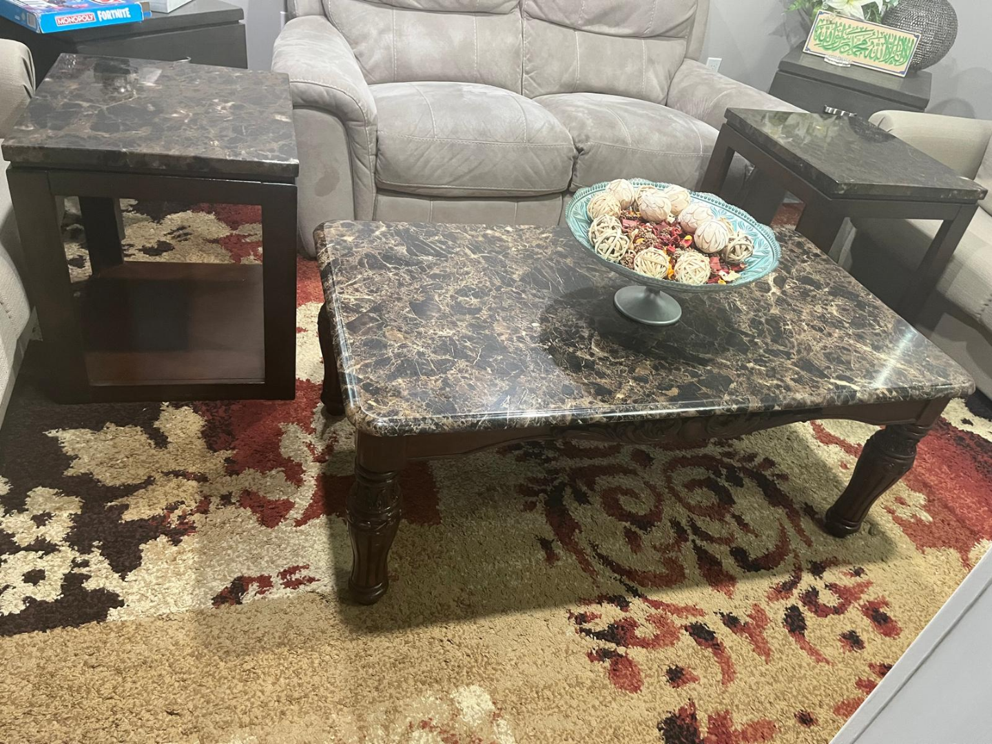 3-Piece Coffee Table Set with Marble Top - photo 2